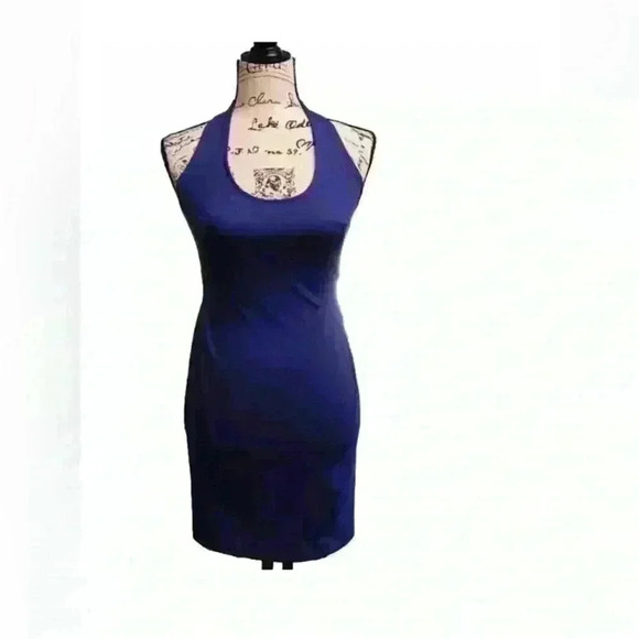 NWOT French Connection RITA Halter Knit Bodycon Cocktail Minidress Size 6 Blue - Picture 7 of 14